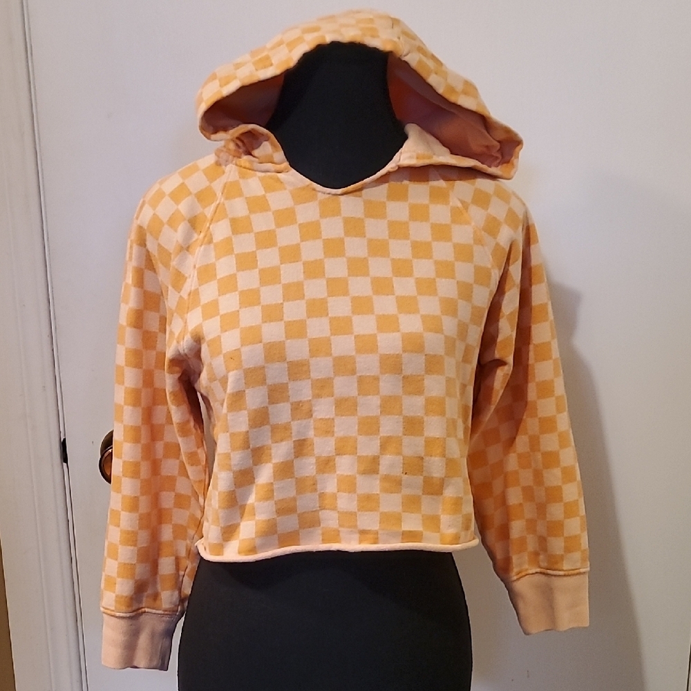 Checkered Orange Hoodie Sweater